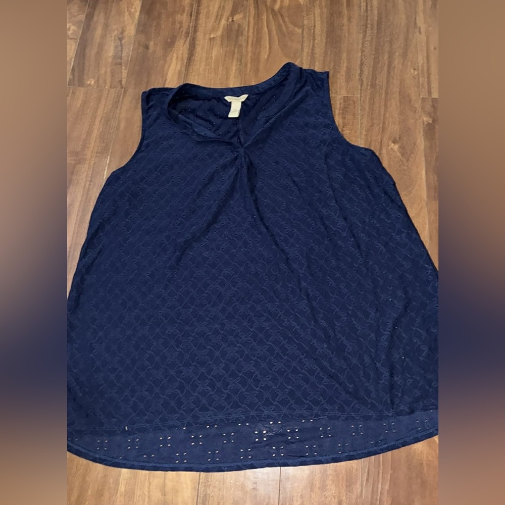 Bit & Bridle Navy Textured Sleeveless Tank